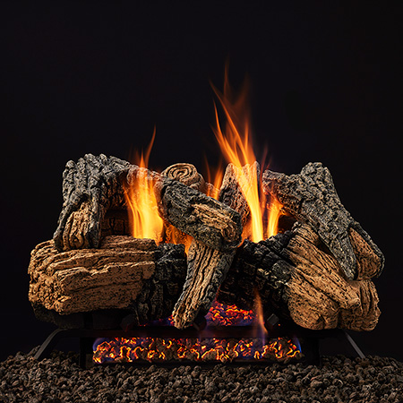 30" Duzy 3 Refractory Logs with 30" Radiant IPI Vented Burner (Electronic Ignition) - Majestic