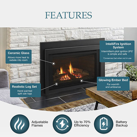 Jasper Direct Vent Fireplace Insert (Electronic Ignition) - Majestic