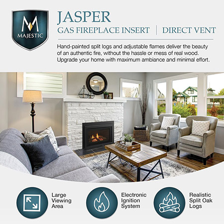 Jasper Direct Vent Fireplace Insert (Electronic Ignition) - Majestic