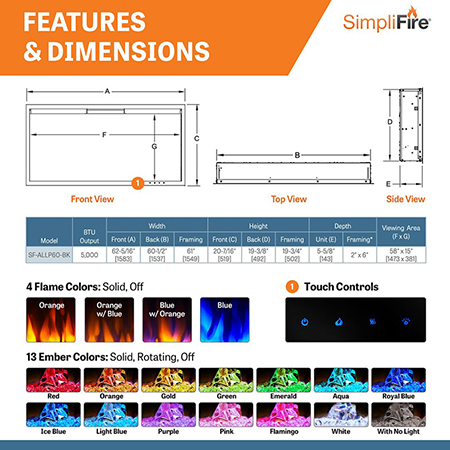 Allusion Platinum Linear Electric Fireplace - SimpliFire